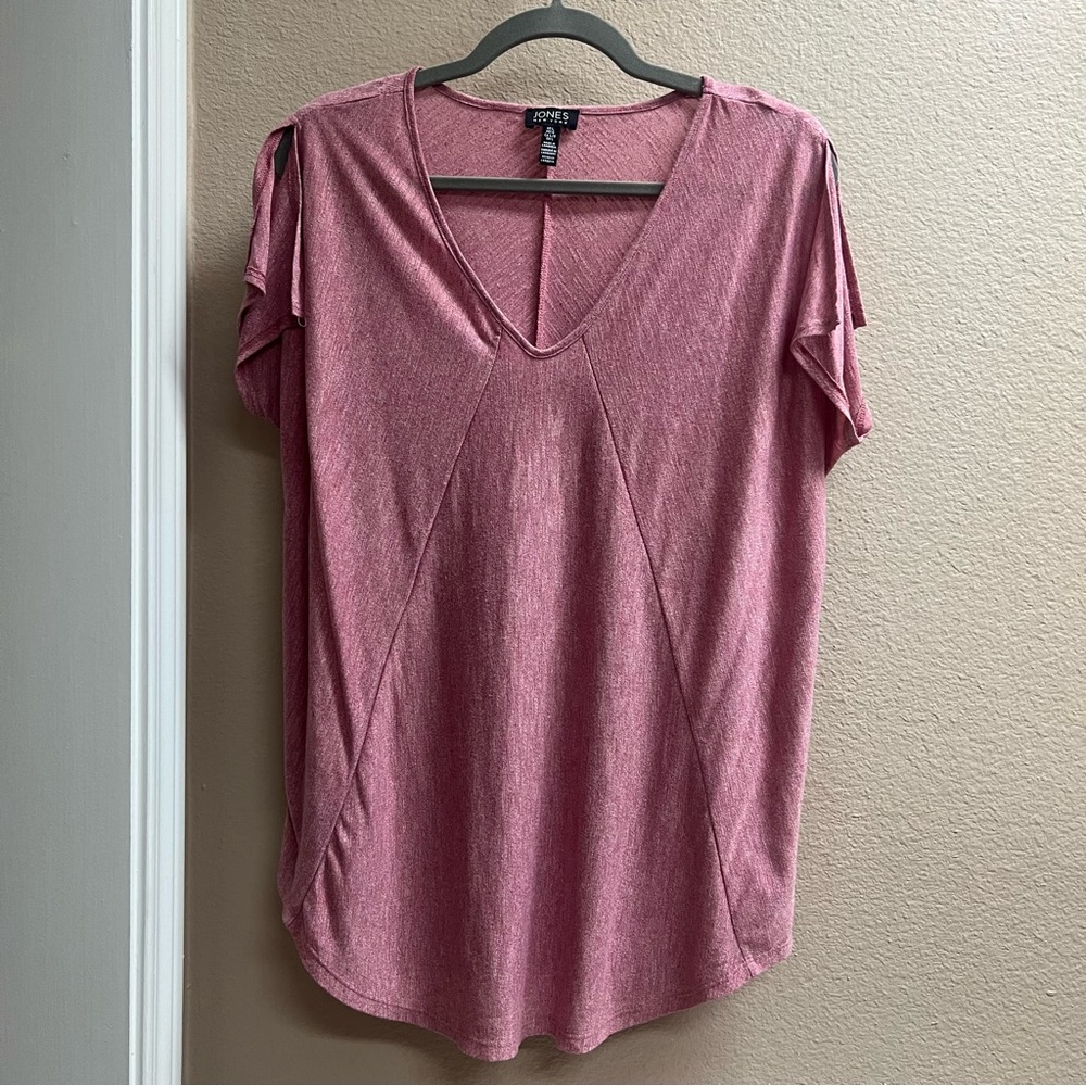 Jones New York Dusty Rose V-Neck Short Sleeve Tee